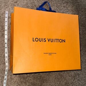 Authentic Louis Vuitton Orange Black Logo Paper Shopping Bag